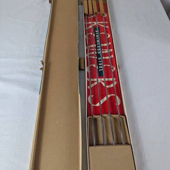 Androck Skewers Set Vintage MCM Shish Kebab Wood Handle 30" BBQ Grill Orig Box - Picture 6 of 16
